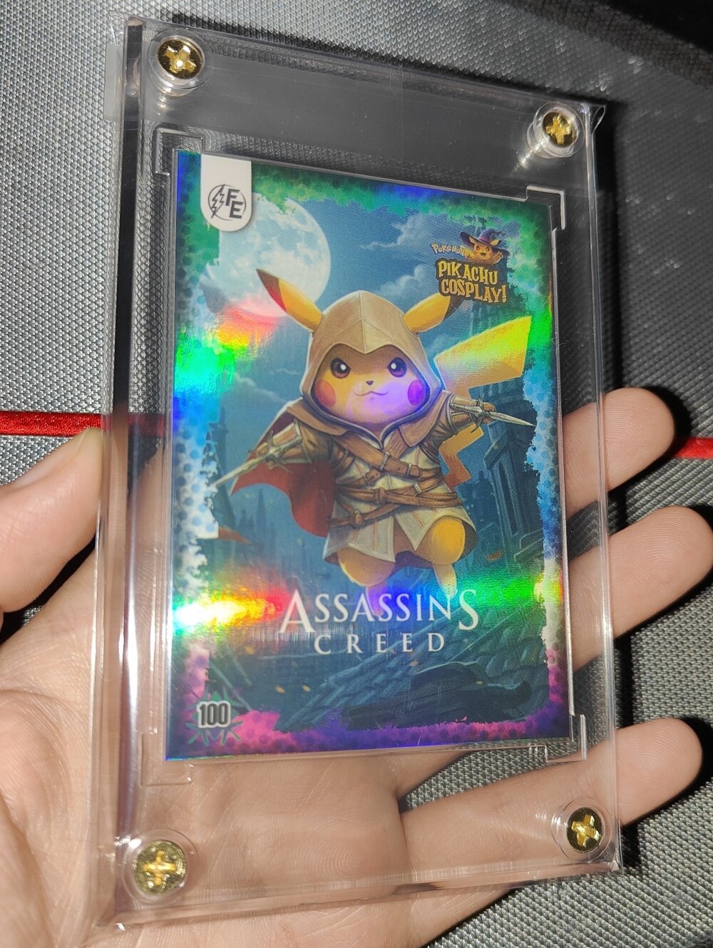 Ezio Assassin's Creed holo encased Pikachu Cosplay Horror card Doujin Pokemon